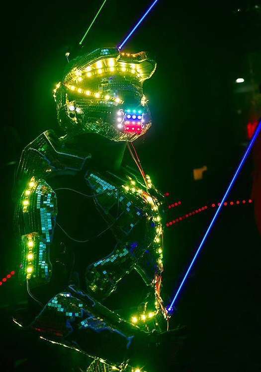 Earthradius Costume de robot avec éclairage LED pour danse et